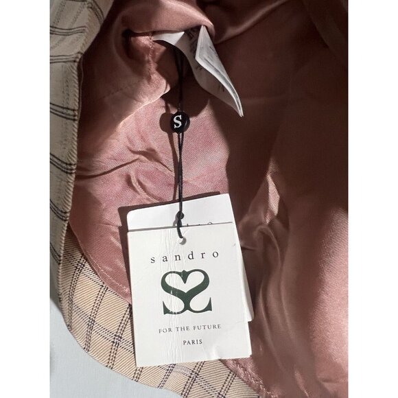 Sandro Paris Skirt Woman's  2 Plaid Meredith Mini Zipper Metallic Thread Preppy - Picture 4 of 10